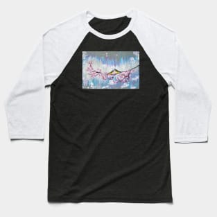 Grey, white, cherry blossom and birds Baseball T-Shirt